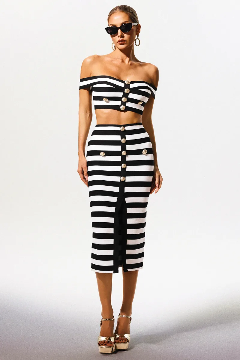Two-Piece Bandage Martha com Ombro a Ombro e Recortes Vazados
