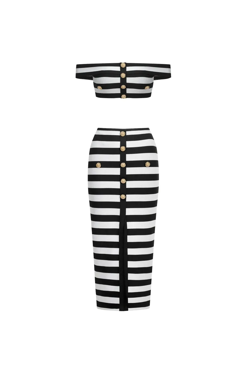 Two-Piece Bandage Martha com Ombro a Ombro e Recortes Vazados