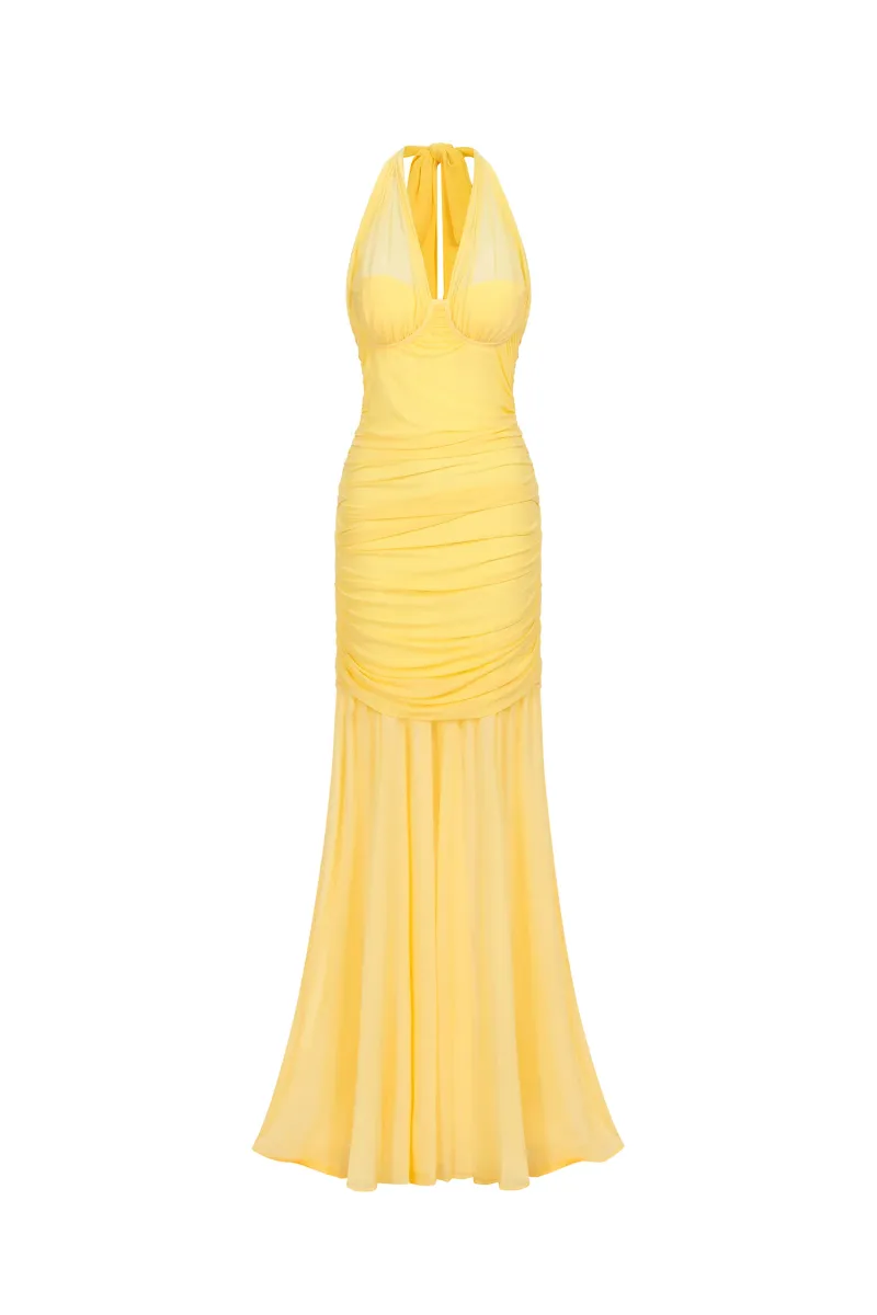 Vestido Maxi Ulasa sem Mangas com Franzidos