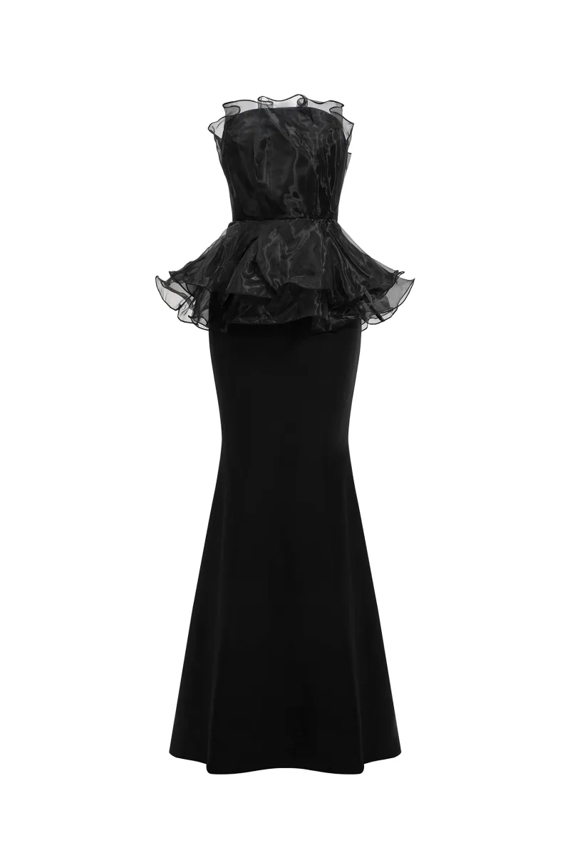 Vestido Maxi Oria Sem Mangas com Cauda Sereia