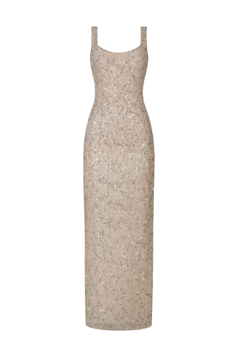 Vestido Maxi Radmila Sem Mangas com Paetês