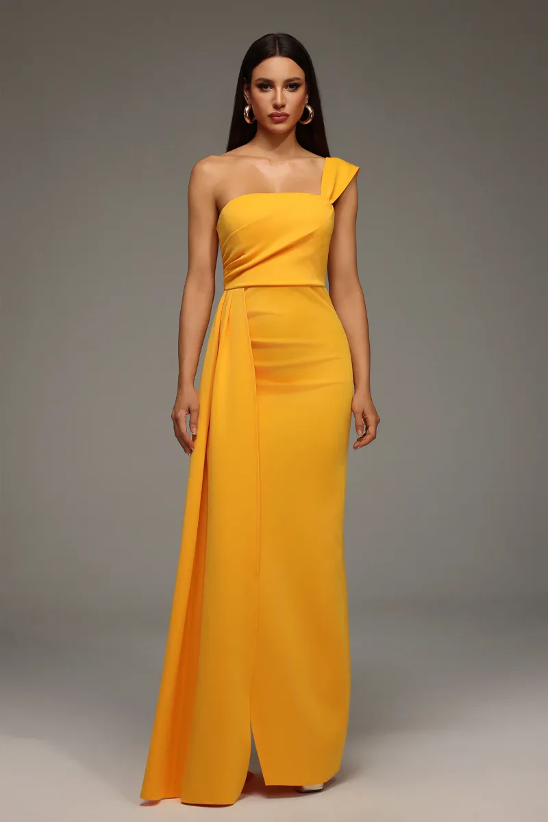 Vestido Maxi Olapa Um Ombro com Fenda