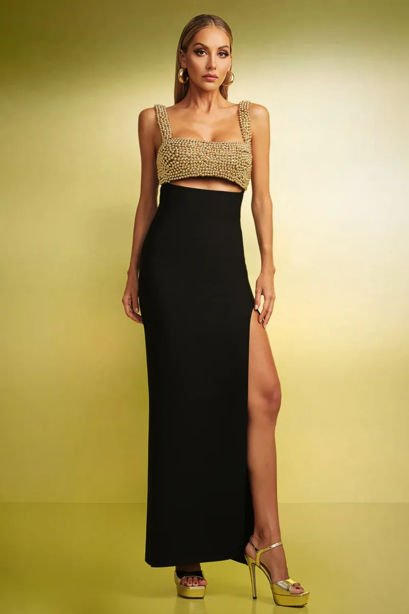 Vestido Maxi Katty Bandage com Fenda Alta