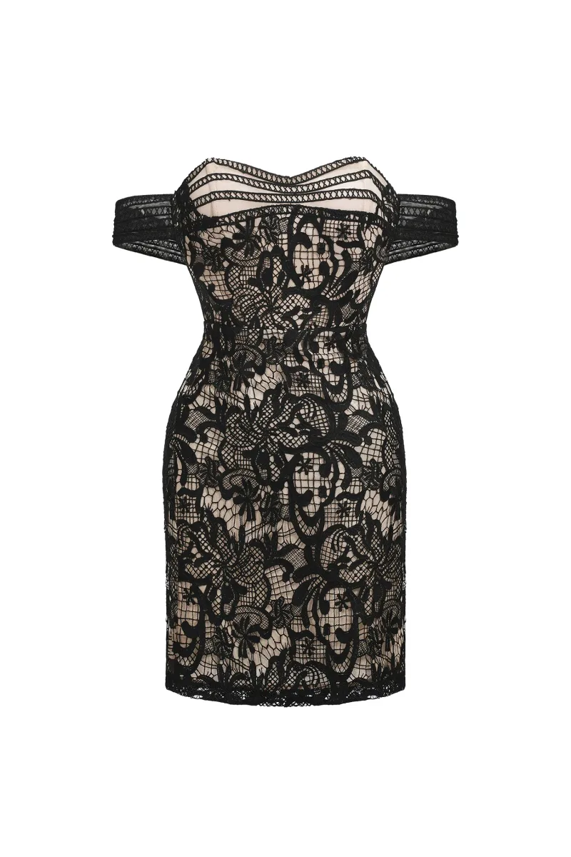 Vestido Mini Fero Ombro Único em Renda