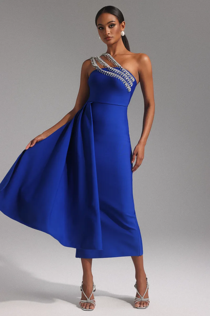 Vestido Maxi Marcella Ombro Único com Strass