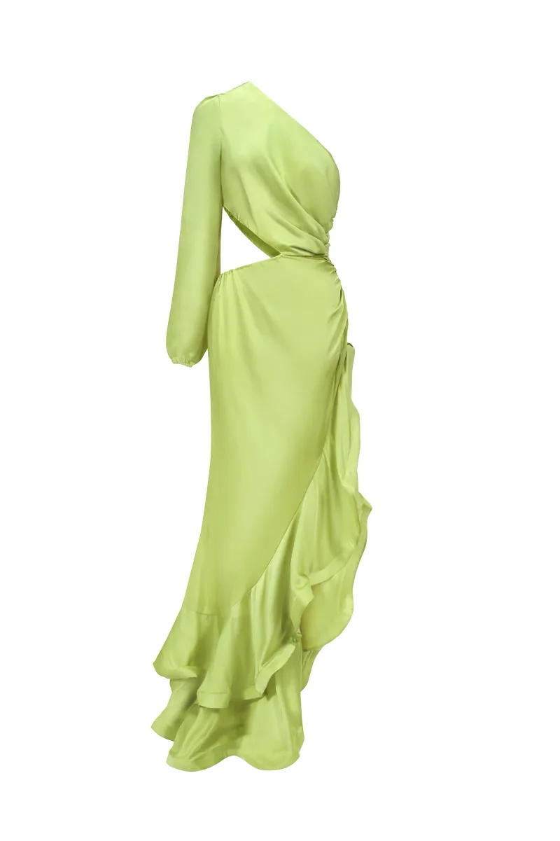 Vestido Maxi Beren Ombro Único em Cetim