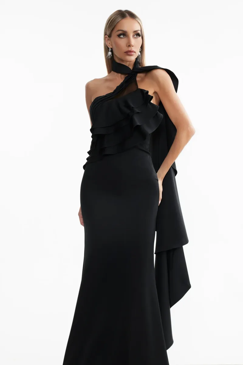 Halter Maxi Dress Willa com Babado