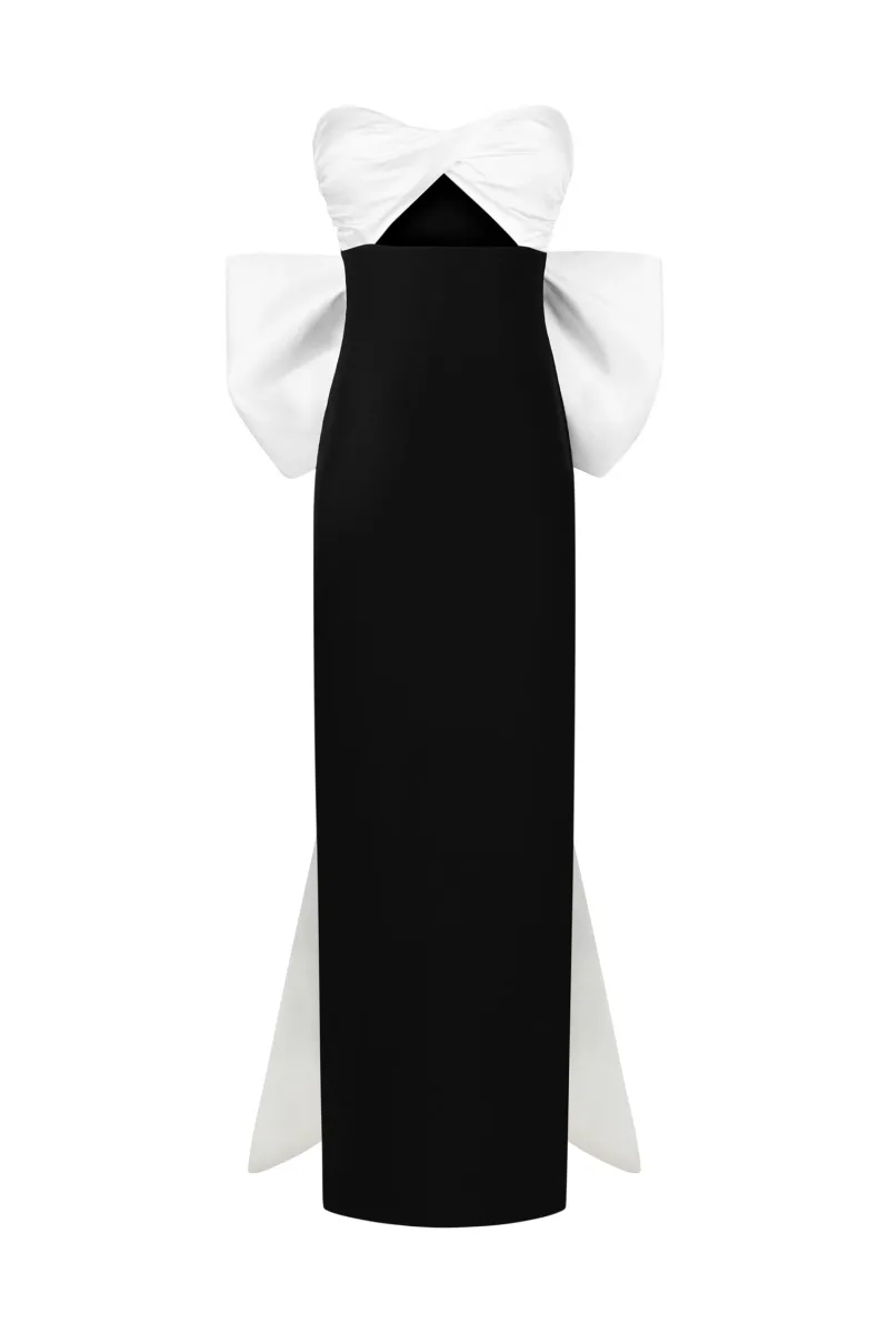 Vestido Maxi Bandage Raidah com Recortes e Laço