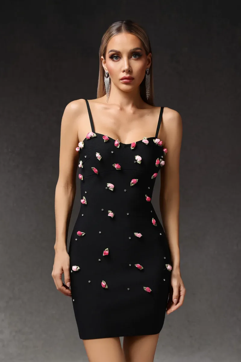 Vestido Maxi Sue Sem Mangas com Flores em Bandagem