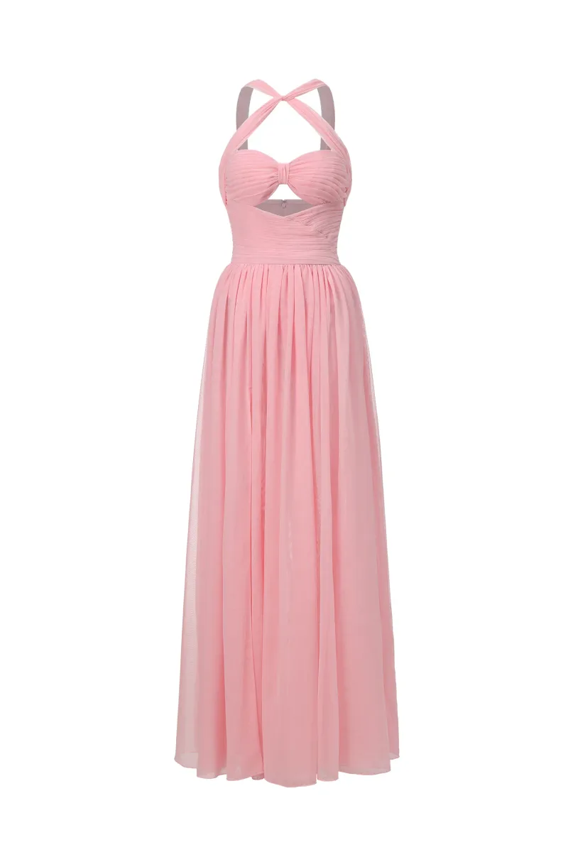 Vestido Vakana Maxi com Recorte Alto e Pregas