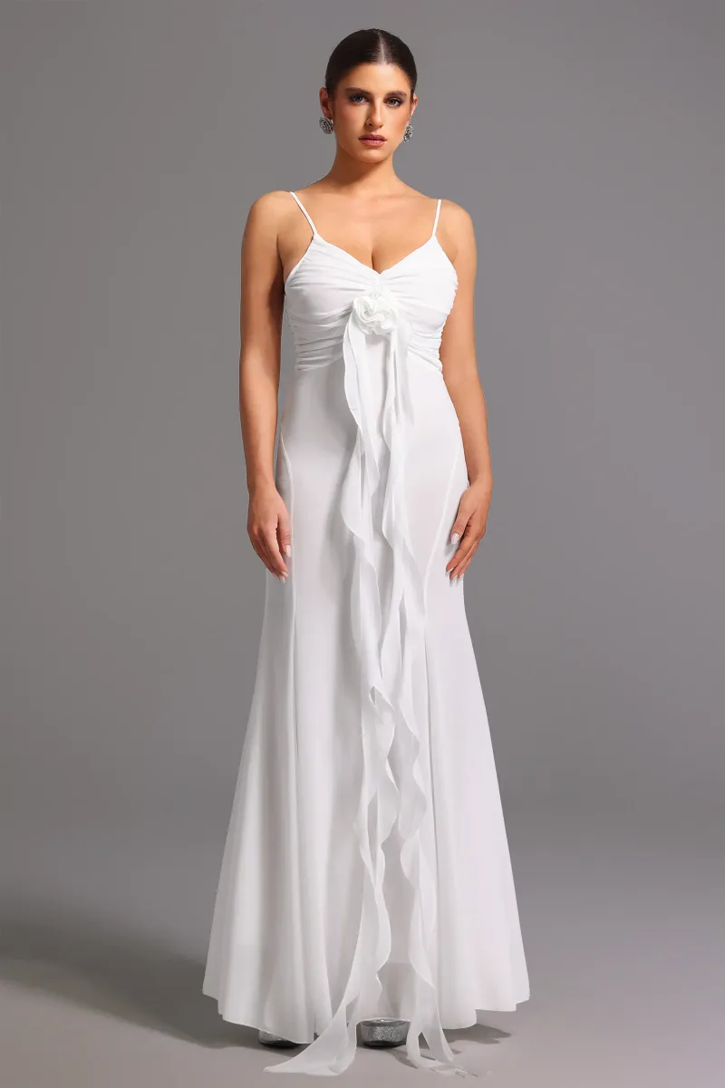 Vestido Maxi Dora Decote Profundo sem Mangas