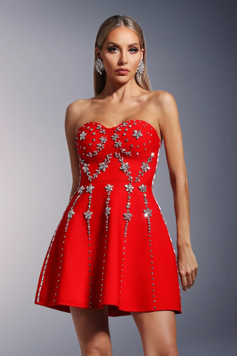Hoshi Strapless Diamond Bandage Mini Dress
