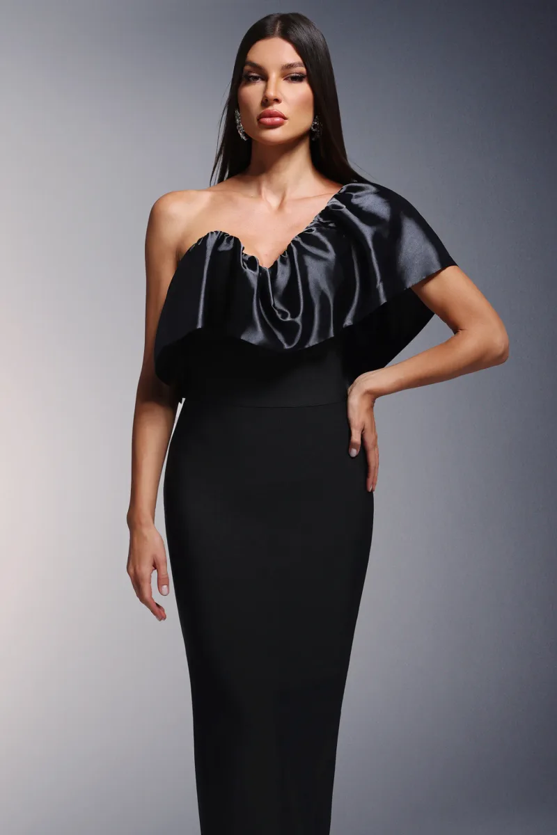 Vestido Maxi Namia com Assimetria e Babado