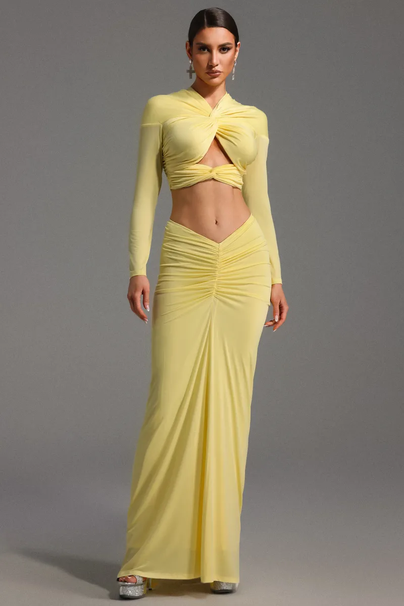 Vestido Maxi Kendall com Manga Longa e Nó