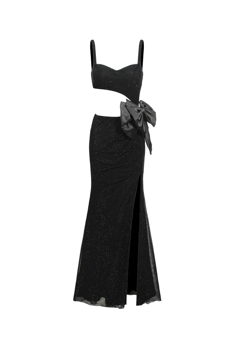 Bow High Slit Maxi Dress Uomo