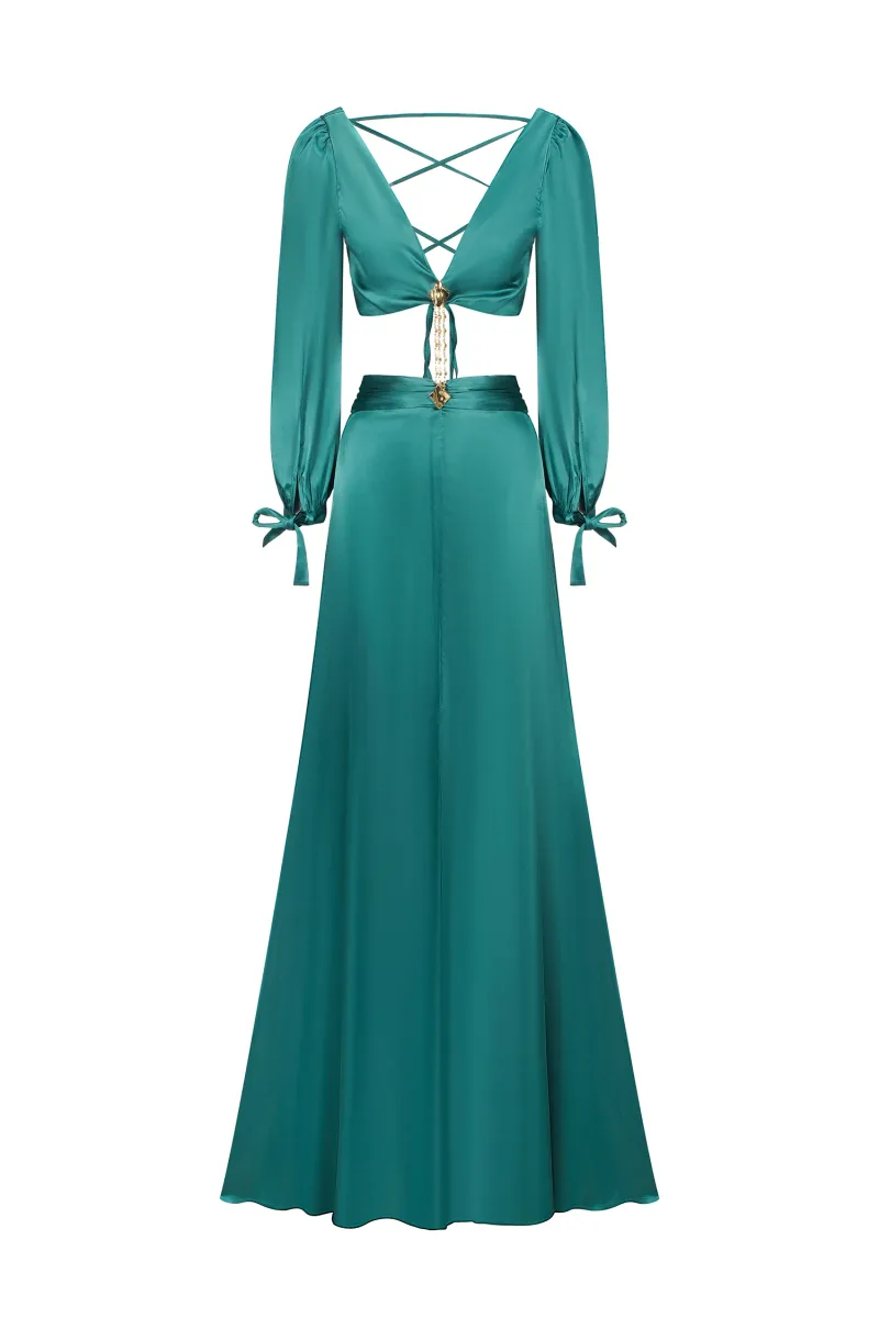 Vestido Maxi Looly Decote Profundo - Verde
