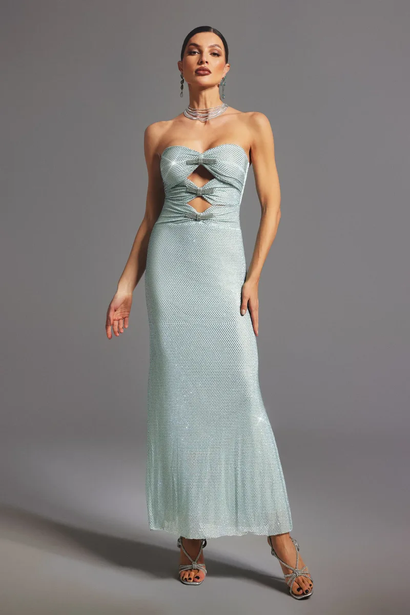 Vestido Maxi Lexy com Laço e Decote Tomara que Caia
