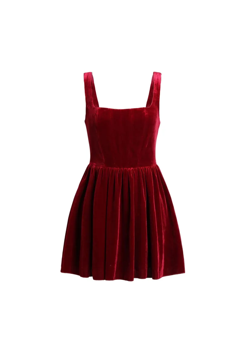 Vestido Mini Kawayi em Veludo Sem Mangas