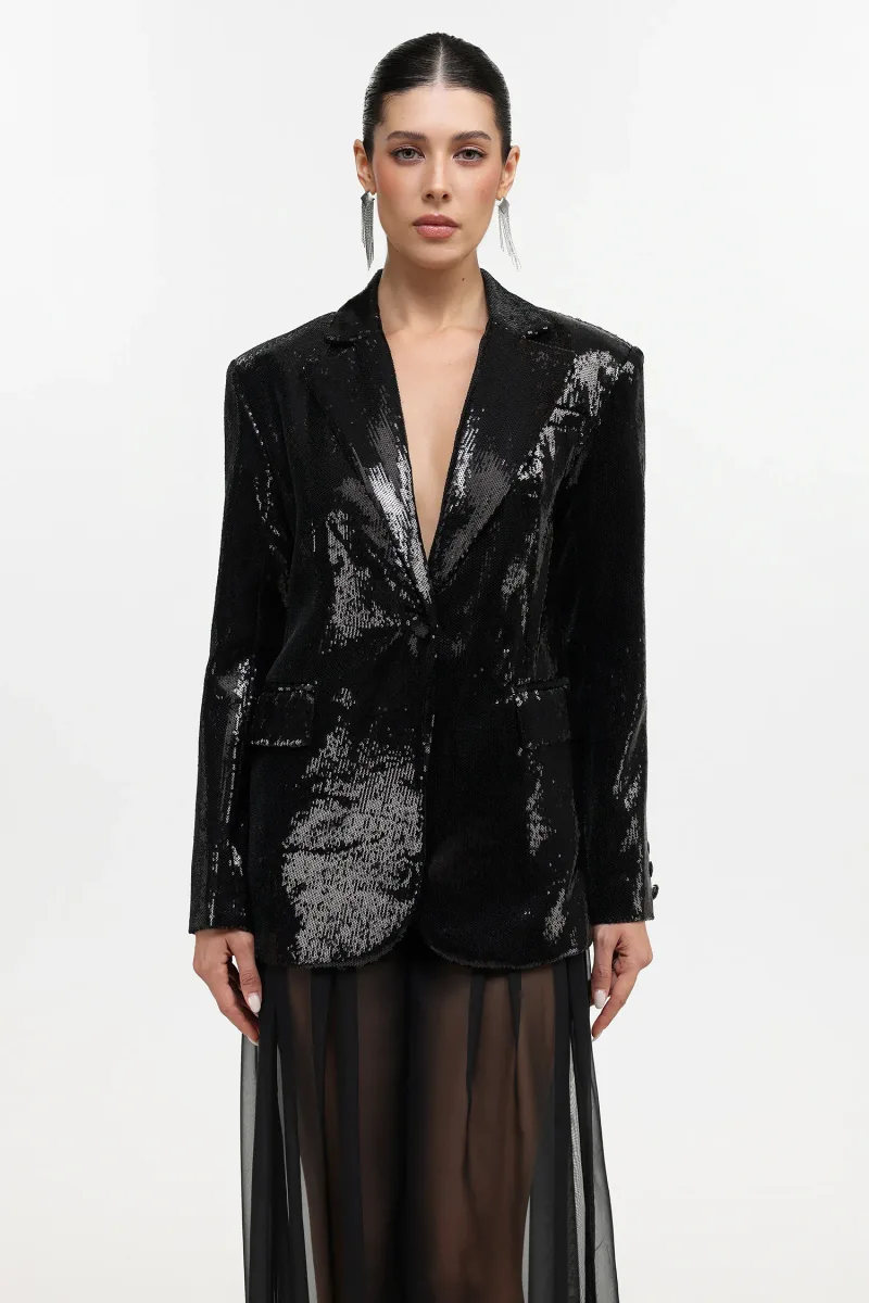 Blazer Saoirse com Manga Longa e Paetê