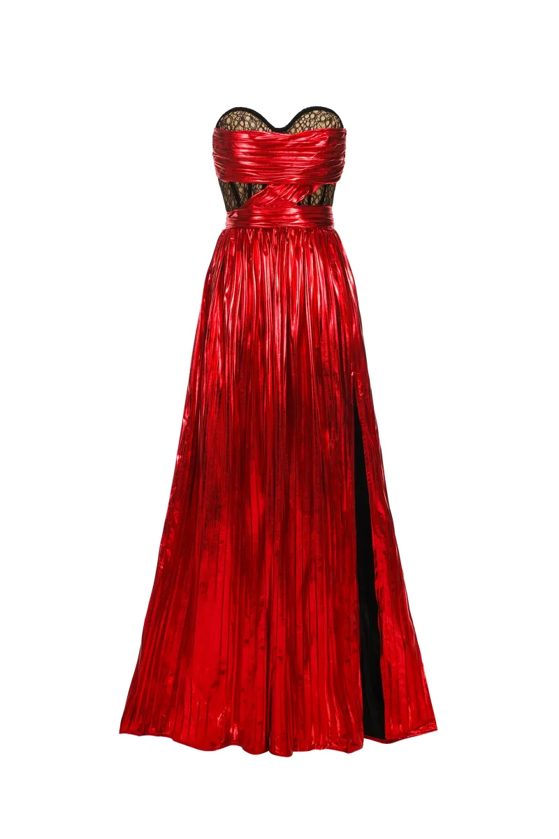Vestido Nikalia Renda Sem Alças Com Fenda Alta