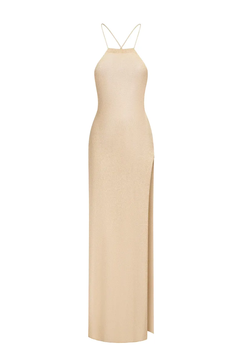 Vestido Midi Hailey Halter em Tricô