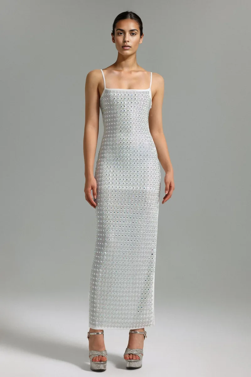 Halter Maxi Dress Zohara com Aplicações Diamantadas