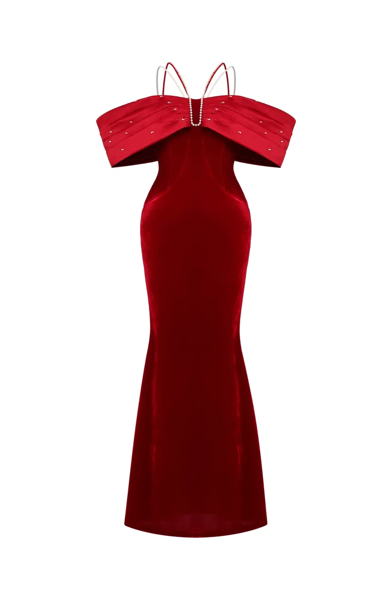 Maxi Dress Tove Ombro a Ombro - Vermelho