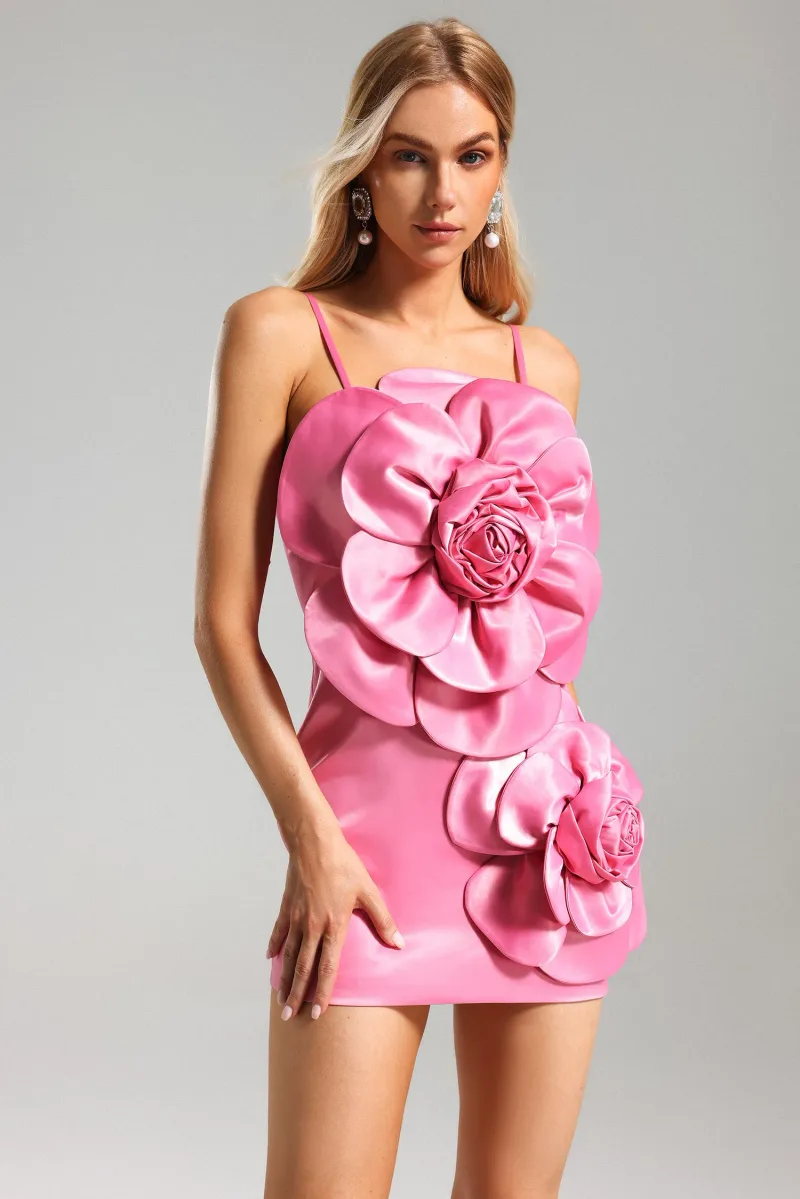 Halter Mini Dress Angela com Flores