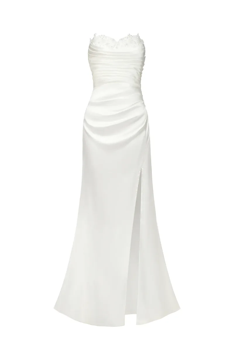 Vestido Maxi Dixie com Fenda Cauda de Sereia