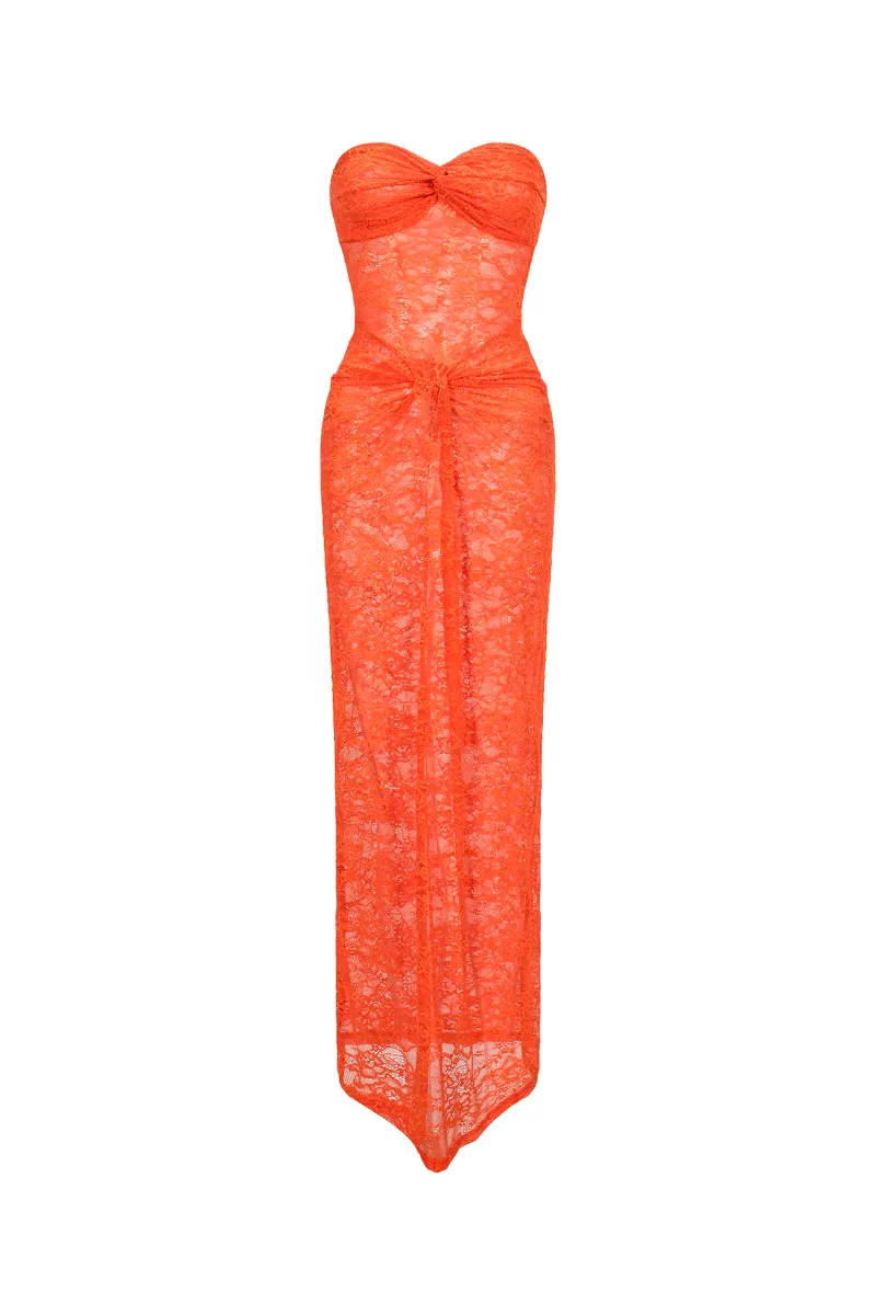 Vestido Selien Longo em Renda sem Mangas