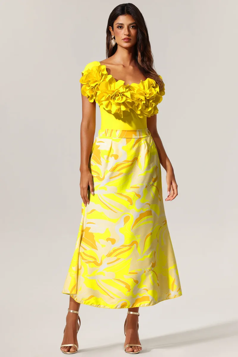 Two-Piece Veva Ombro a Ombro com Flores Maxi