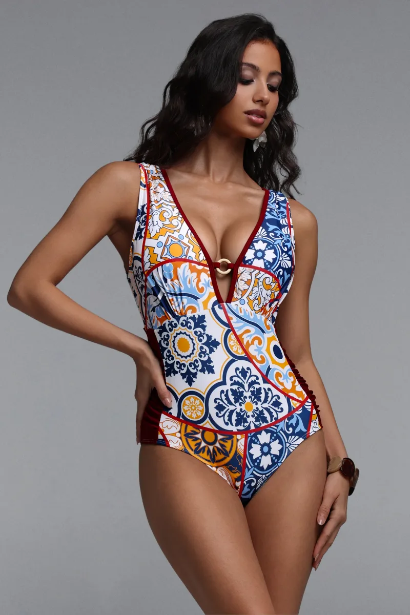 Conjunto de Resort Delia - Maiô e Biquíni com Estampa Floral
