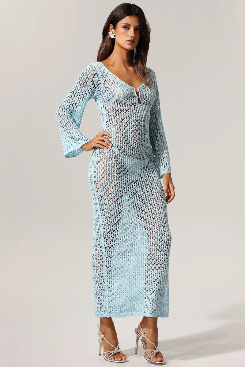 Vestido Ellyson Maxi com Manga Longa e Recortes