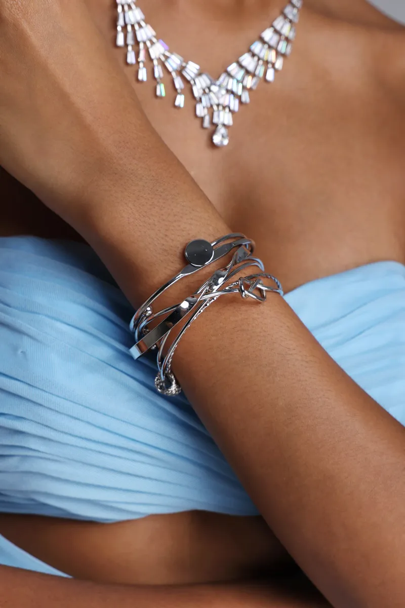 Conjunto de Pulseiras Linette Silver Multi Empilháveis