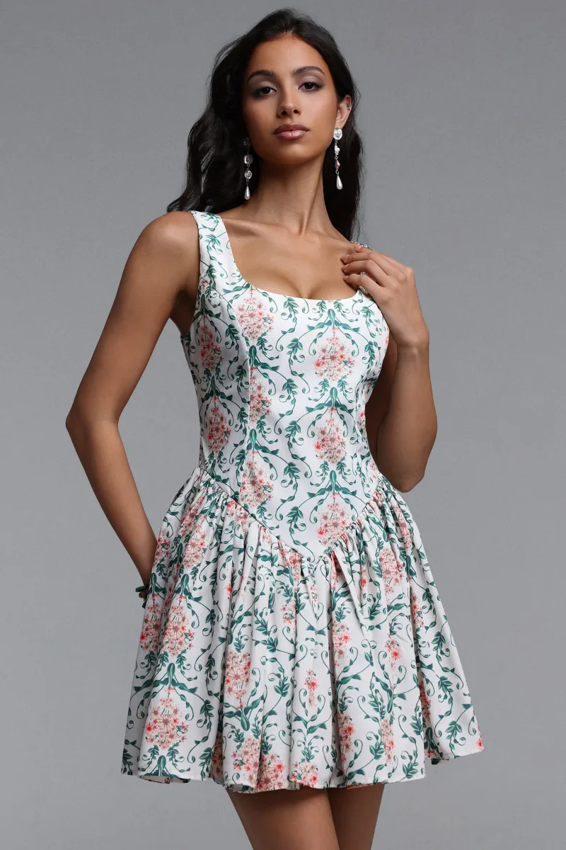 Vestido Mini Daona Resort com Estampa Floral e Cintura Franzida