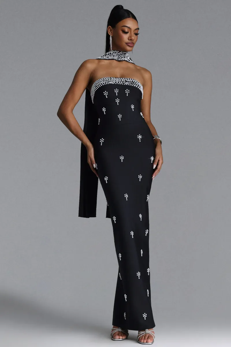 Vestido Maxi Bandage Marina Tomara que Caia com Cristais