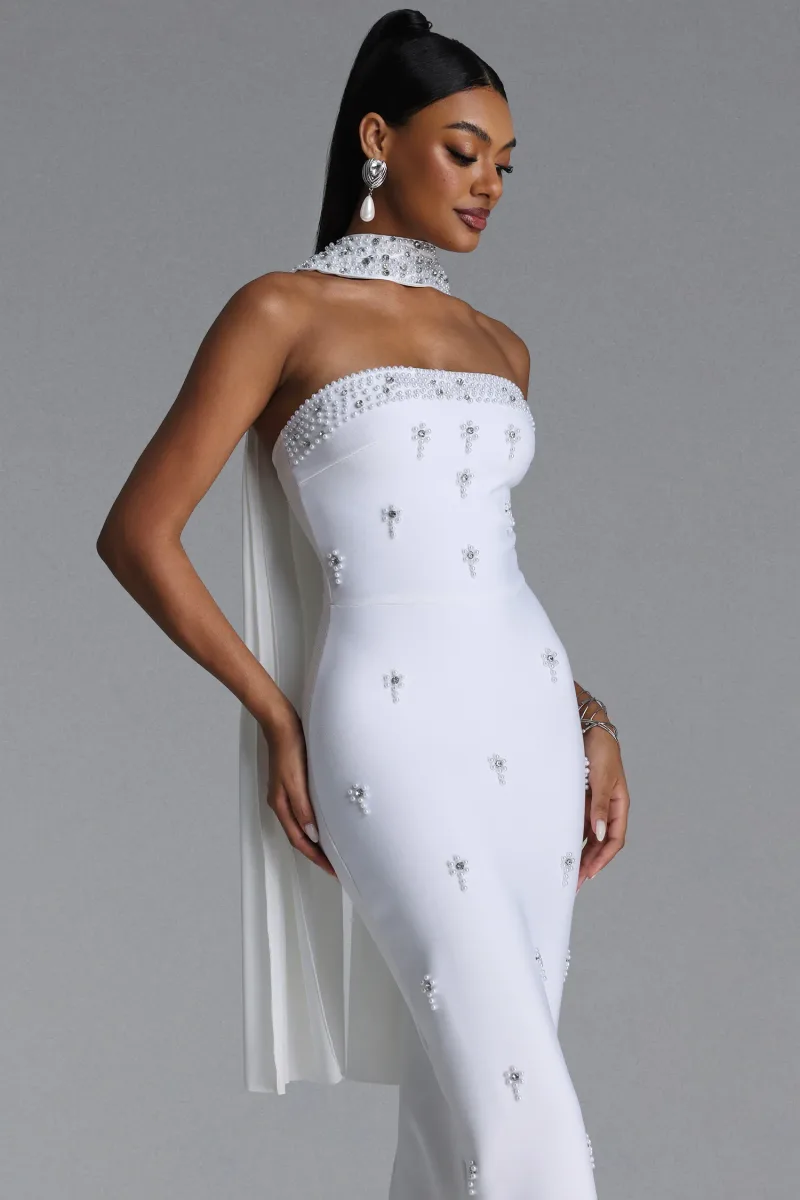 Vestido Maxi Marina Glamorous sem Alças com Rhinestones