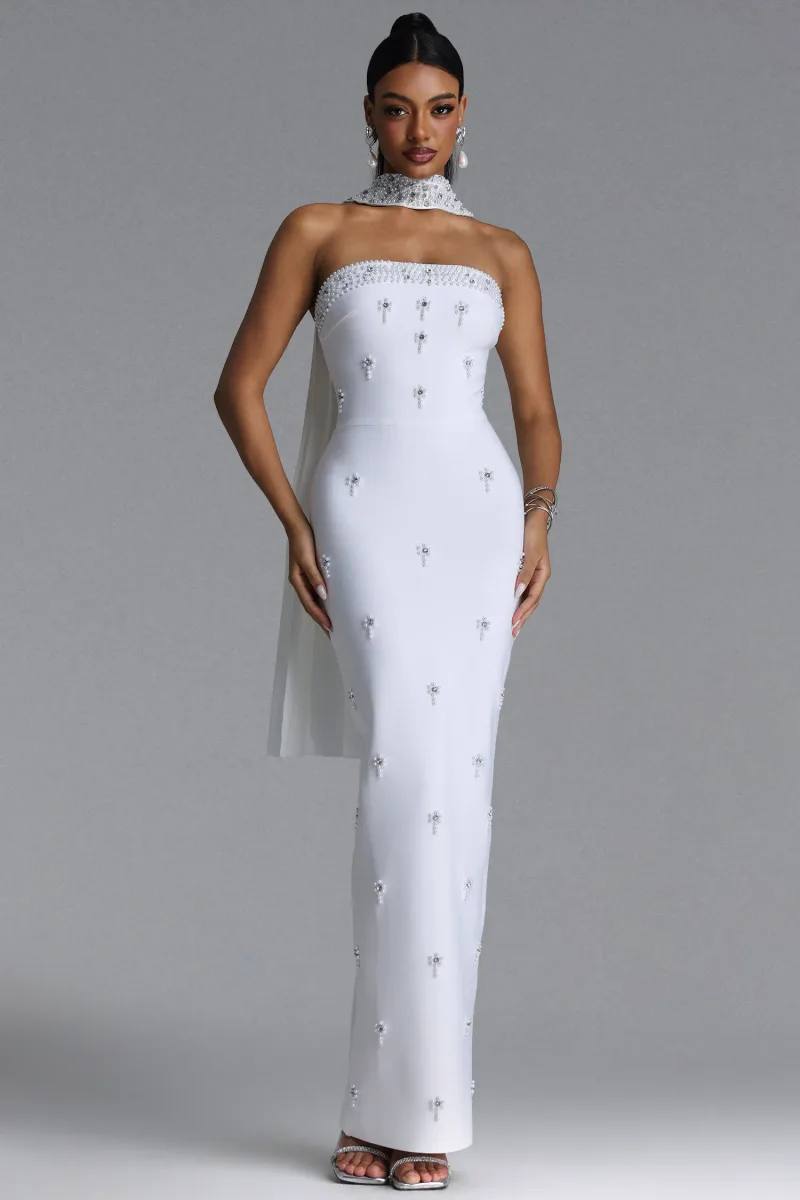 Vestido Maxi Marina Glamorous sem Alças com Rhinestones