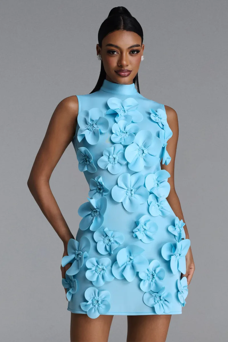 Vestido Mini Uana Floral com Decote Contornado
