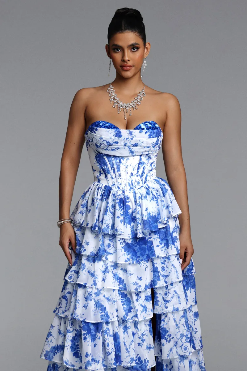 Vestido Maxi Pako com Estampa Floral Plissado