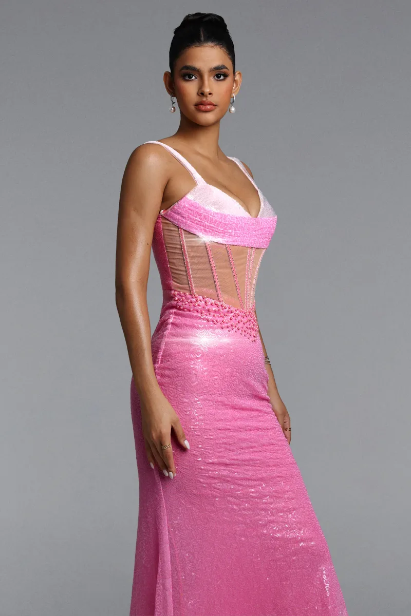 Vestido Maxi Tati com Recortes e Paetês