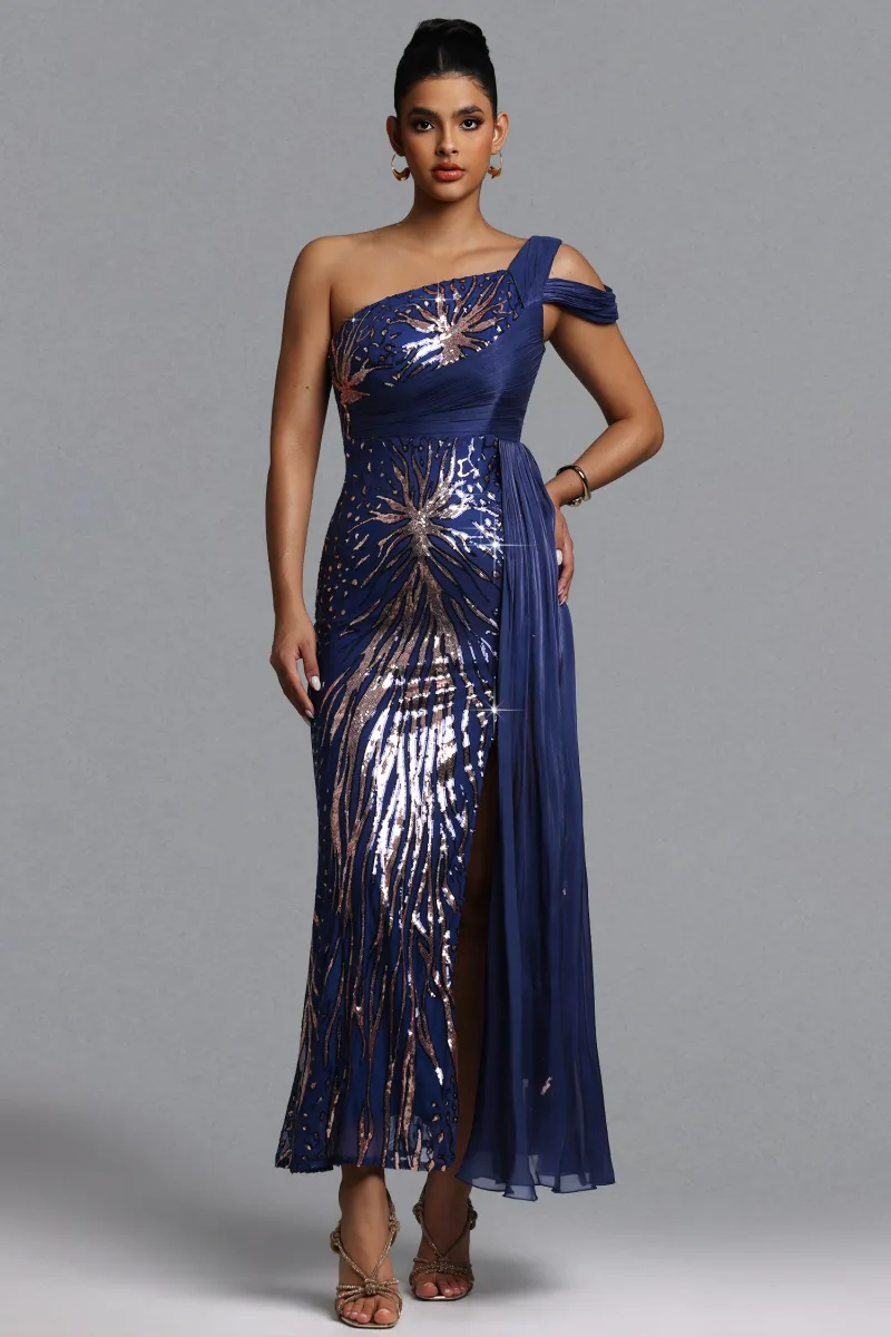 Vestido Maxi Samira com Pregas e Paetê