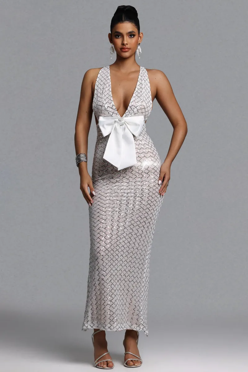 Maxi Dress Kaxani com Corrente de Pérolas