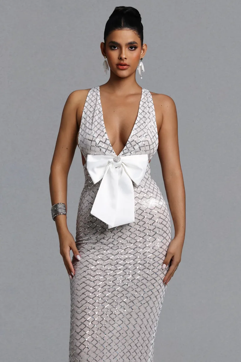 Maxi Dress Kaxani com Corrente de Pérolas