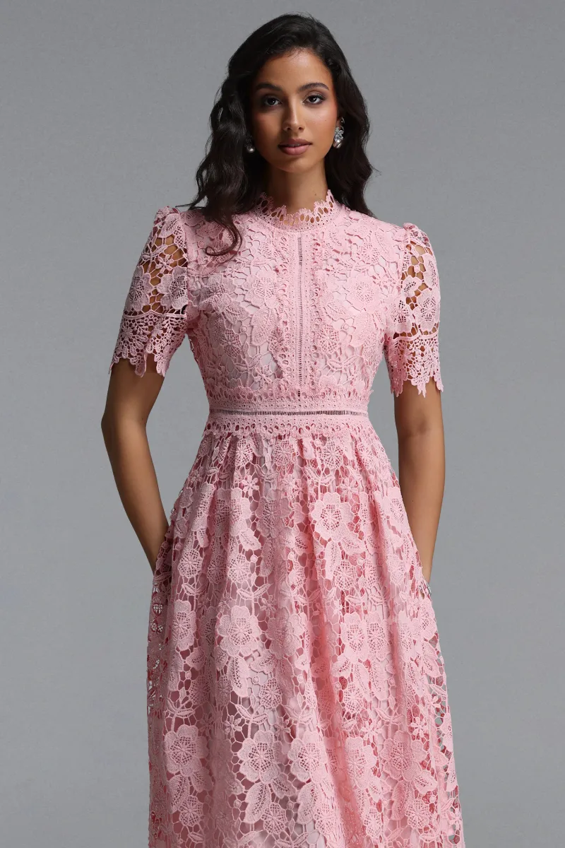 Vestido Midi Valema em Renda Floral
