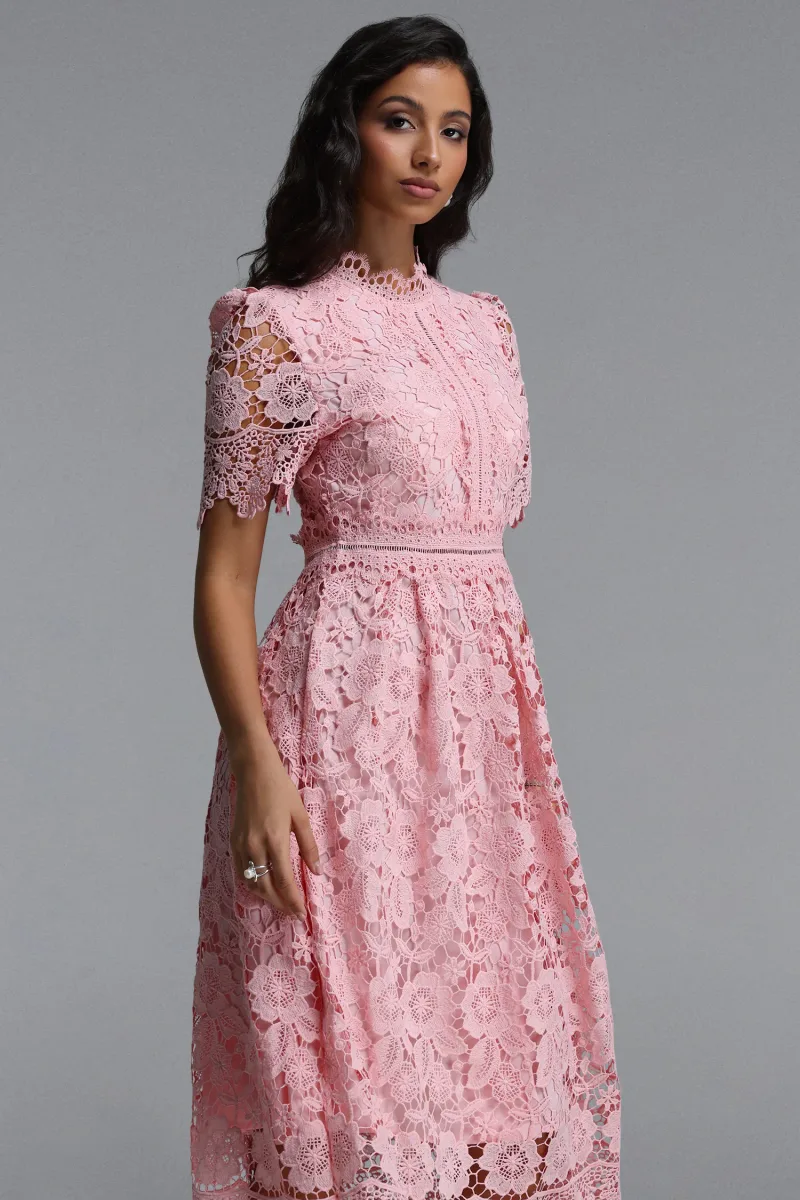 Vestido Midi Valema em Renda Floral