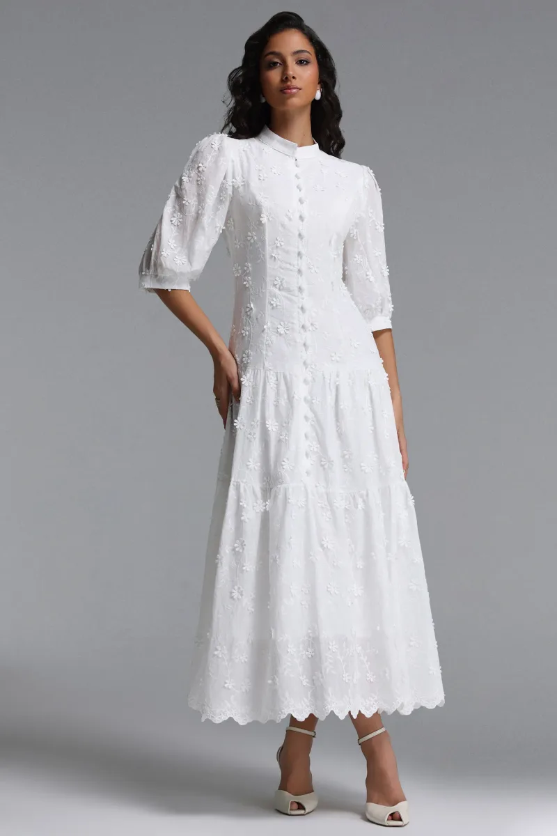 Vestido Maxi Plume em Trama Floral