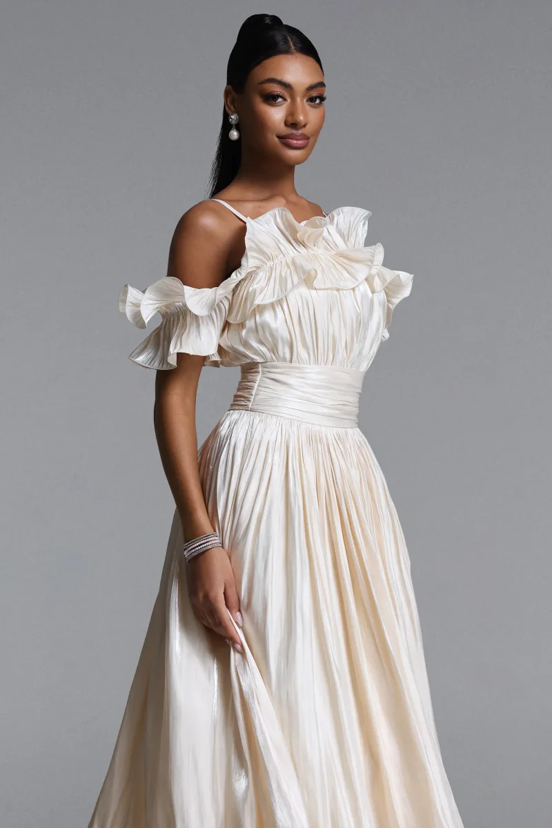 Vestido Maxi Suku Ombro a Ombro com Franzidos