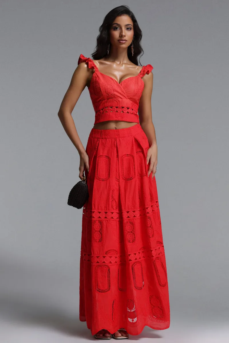 Conjunto Lali em Crepe com Decote V, Sem Mangas e Babados