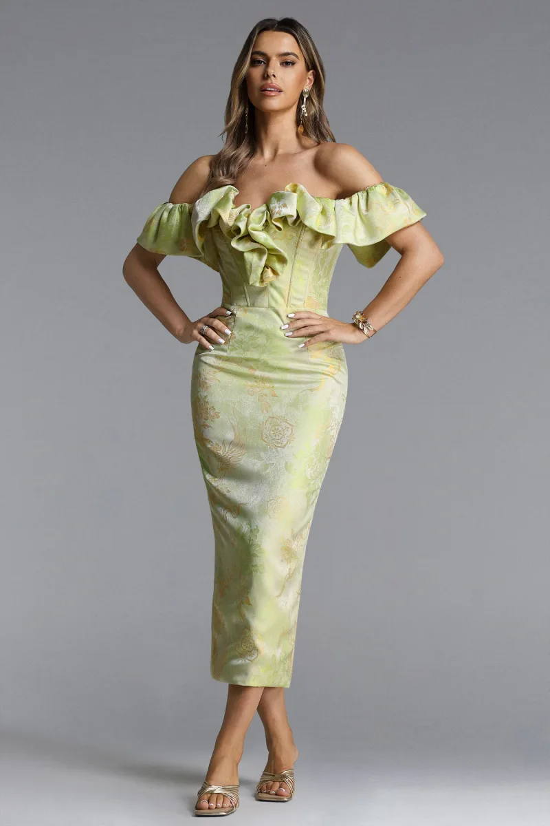 Vestido Maxi Rafaela com Estampa Floral e Babado